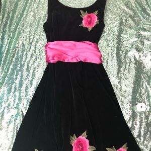 Collectif black velvet swing dress
